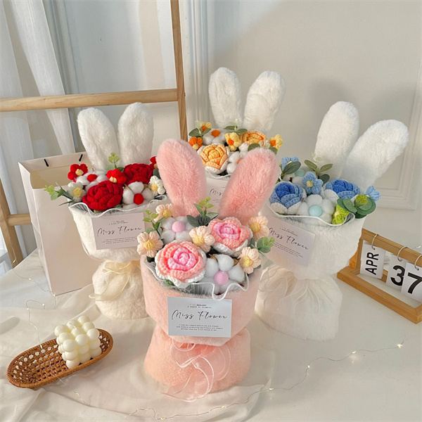 かぎ針編みフラワー ブーケ 母の日 父の日 結婚式 誕生祝い ブーケ ミニブーケ 発表会 卒業 就職祝い 退職祝い フラワー 花束 卒業式 入学式