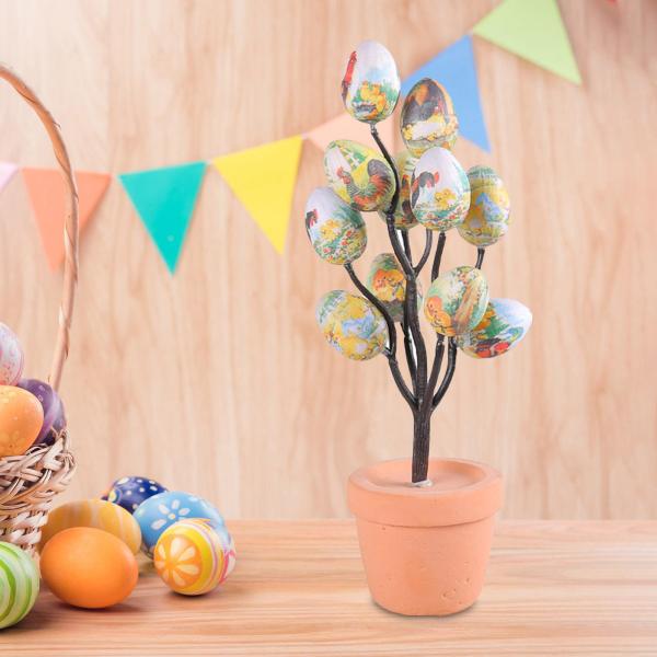 イースターエッグ フォーム花瓶 春の造花ブーケ ホームホリデーパーティー用 F