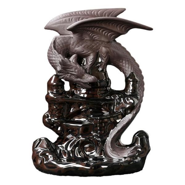 逆流香炉 ドラゴン滝香炉 オーナメント ギフト 工芸品 セラミック像 リビングルーム 瞑想 オフィス用