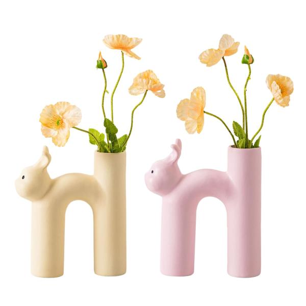 セラミック花瓶デスクプランターオフィスドライフラワーホルダー家庭用植木鉢ピンク
