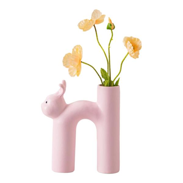セラミック花瓶デスクプランターオフィスドライフラワーホルダー家庭用植木鉢ピンク