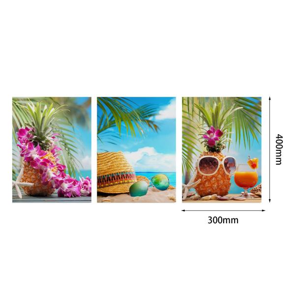 3ピース 壁アート装飾プリント 写真プリント パイナップルアートワーク ミニマリストポスター 屋内浴室用装飾絵画