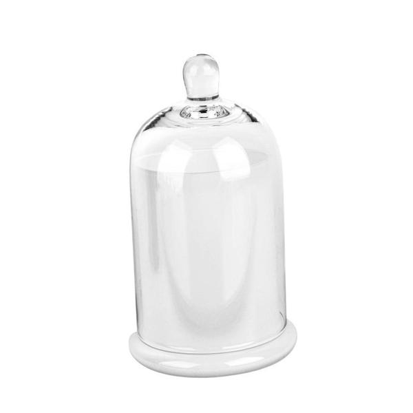 クローシュガラスドームキャンドルホルダートップハンドル付きフルーツアロマストーンケーキ用ホワイト