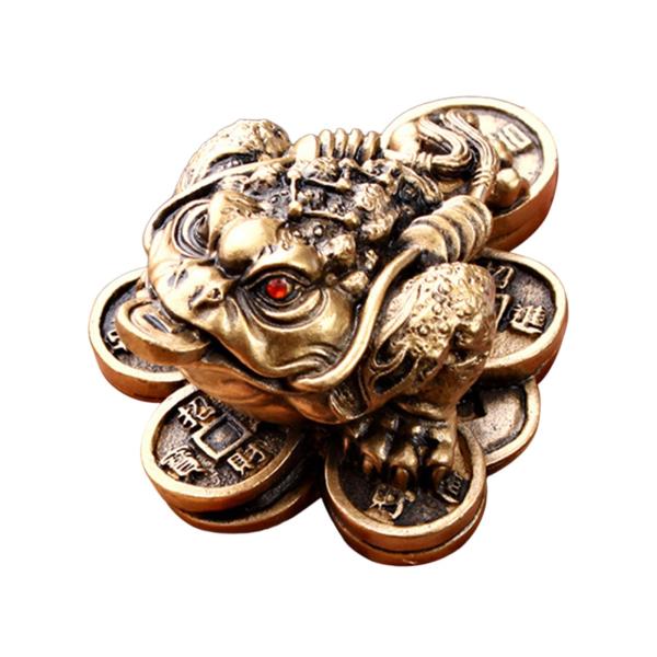 樹脂製ミニ中国幸運のお金カエル像 玄関卓上用 軽量 5.6x4.5x2.8cm