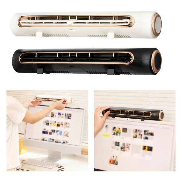 クリップオンコンピューターファンモニターファンバーポータブル小型デスクファンノートパソコン家庭用ホワイト