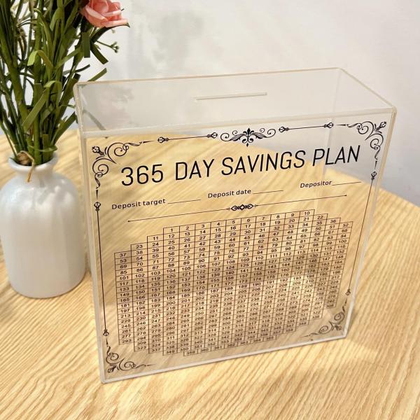 アクリル貯金箱 貯金箱 20x8x20cm お金のターゲットと数字付き 新年の