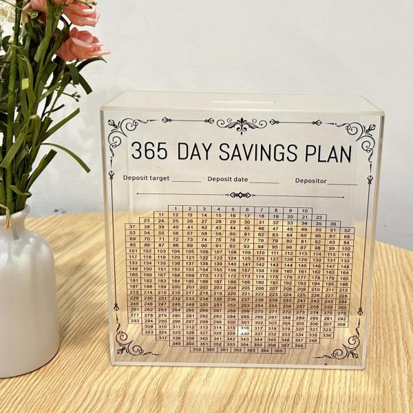 アクリル貯金箱 貯金箱 20x8x20cm お金のターゲットと数字付き 新年の