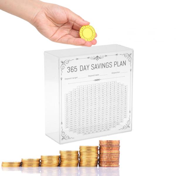 アクリル貯金箱 貯金箱 20x8x20cm お金のターゲットと数字付き 新年の
