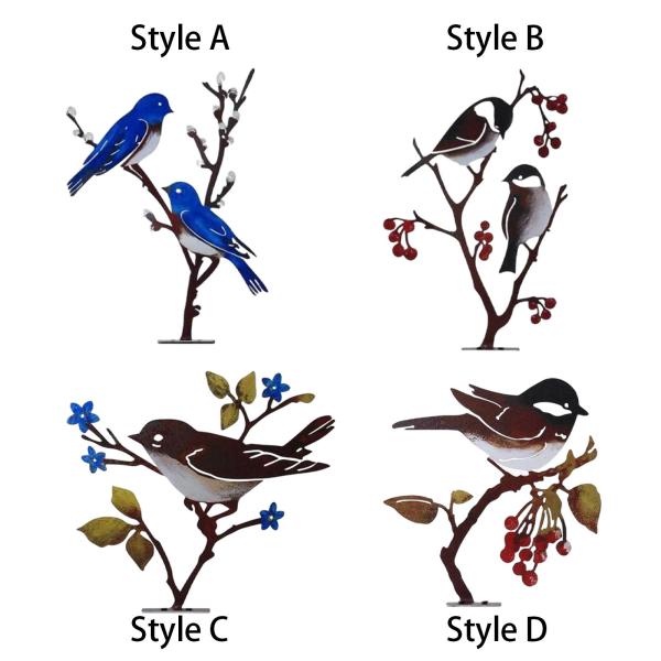 枝に止まった金属製の鳥 屋内卓上ダイニングルーム用デスクトップオーナメント スタイル A