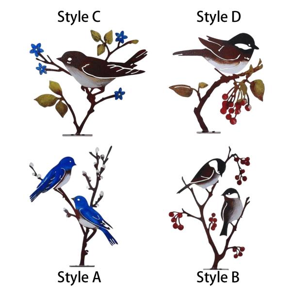 枝に止まった金属製の鳥 屋内卓上ダイニングルーム用デスクトップオーナメント スタイル A