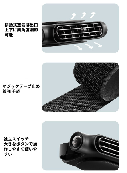 車内 サーキュレーター 車後部座席ヘッドレスト冷却ファン 車両ファン 調節可能 ポータブル ユニバーサル USBコード付き 旅行 車載扇風機 熱中症対策 車中泊