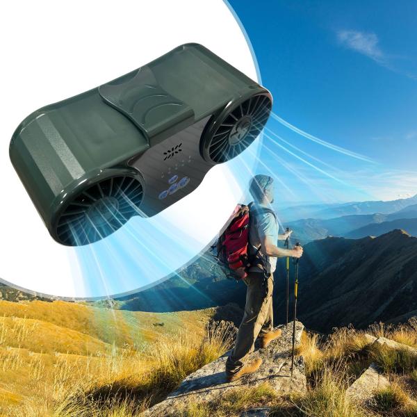 ウエストファン 4スピード風量 スピーカー付き アウトドア 釣り ハイキング 個人用ファン グリーン