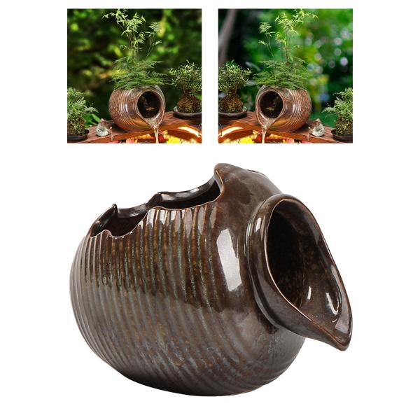 磁器製滝瓶 循環式滝瓶 流水装飾容器 磁器製水槽 粘土製鉢 水槽用 家庭用