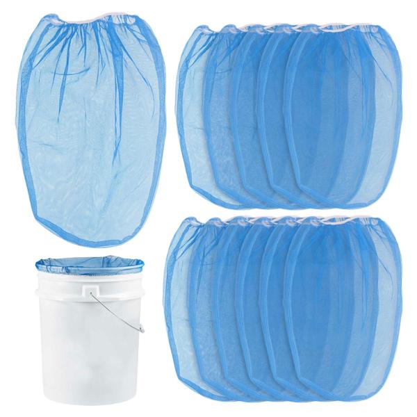 12個入り ペイントフィルターバッグ ペイントストレーナーバッグ 描画用品 メッシュバッグ 伸縮性トップ 水耕栽培用 ペイント 5ガロンバケツ