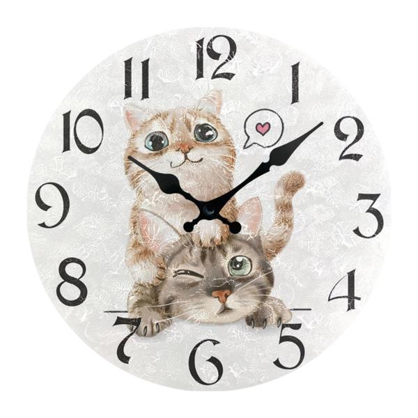 面白い猫の壁掛け時計 吊り時計 アート 装飾 農家風 装飾壁掛け時計