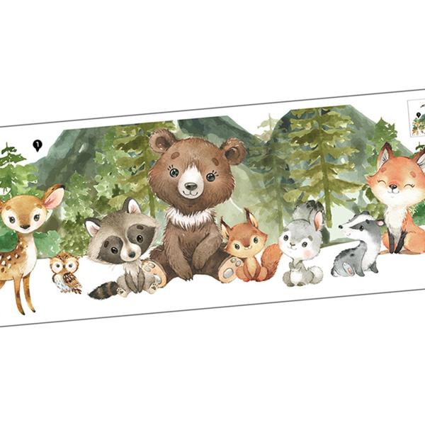 漫画動物のウォールステッカー ウォールアート背景 11.81インチx35.43インチ 壁画 ソファの背景 廊下 寝室用