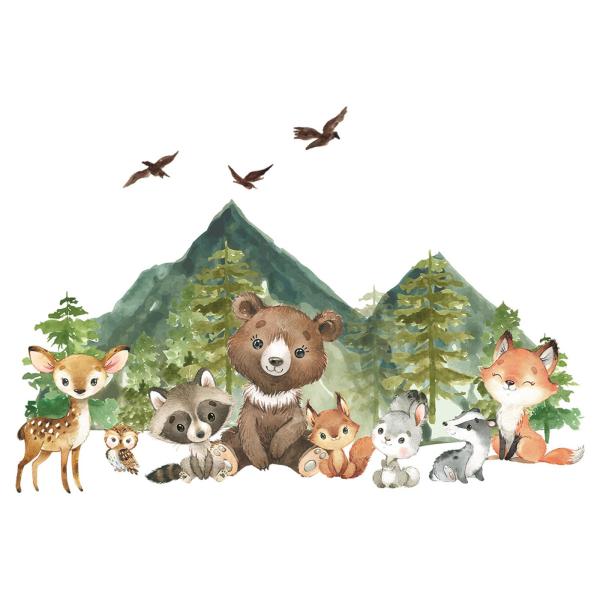 漫画動物のウォールステッカー ウォールアート背景 11.81インチx35.43インチ 壁画 ソファの背景 廊下 寝室用
