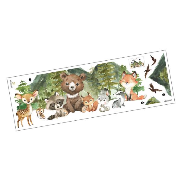 漫画動物のウォールステッカー ウォールアート背景 11.81インチx35.43インチ 壁画 ソファの背景 廊下 寝室用