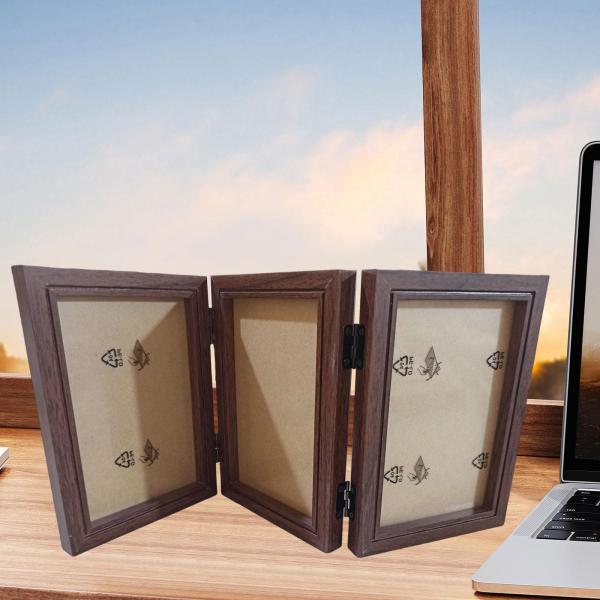 リビングルーム、ダイニングルーム、玄関用、3つ折りのモダンなヒンジ付きフォトフレーム