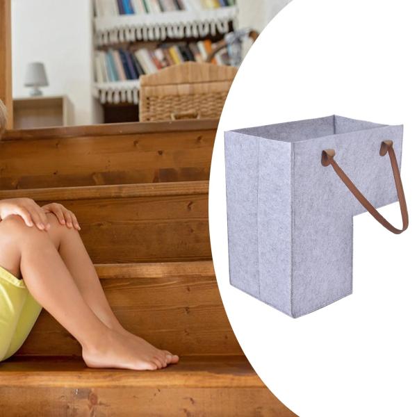 階段バスケット おもちゃや工具の収納バスケット カーペット敷きの階段や木製階段用 グレー