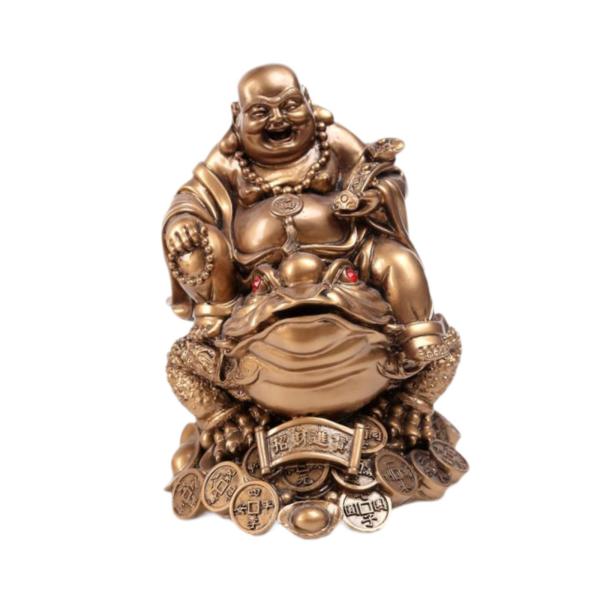 笑う仏像 お金のカエルの飾り 中国の伝統的な樹脂の置物 風水彫刻
