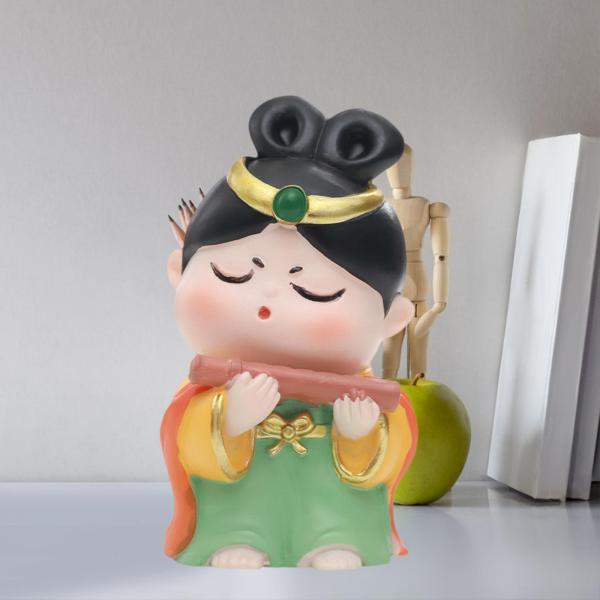 クリエイティブな中国の人形ギフトホームデコレーションユニークな魅力の本棚彫刻フルート