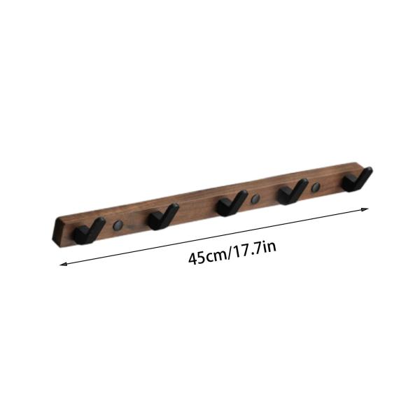 コートラック 壁掛け 素朴なモダン 帽子掛け 木製 財布 ジャケット用 ファームハウス 45x3x1.5cm フック5個