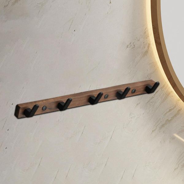 コートラック 壁掛け 素朴なモダン 帽子掛け 木製 財布 ジャケット用 ファームハウス 45x3x1.5cm フック5個