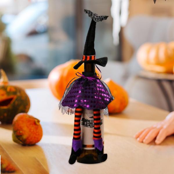 魔女の帽子 ハロウィン ワインボトルカバー ハロウィン デコレーション レストラン ホリデー パープル