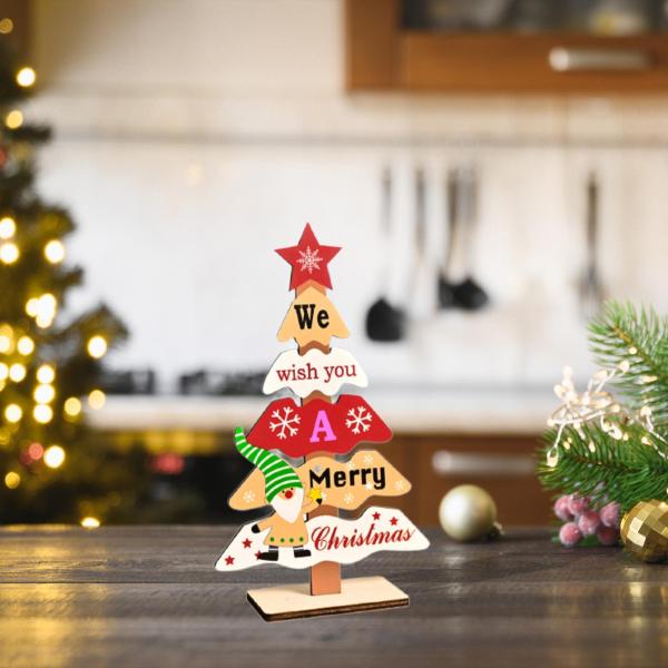クリスマスツリーオーナメントディスプレイパーティーの記念品ホーム素朴なカラフルな木製サインスタイルA