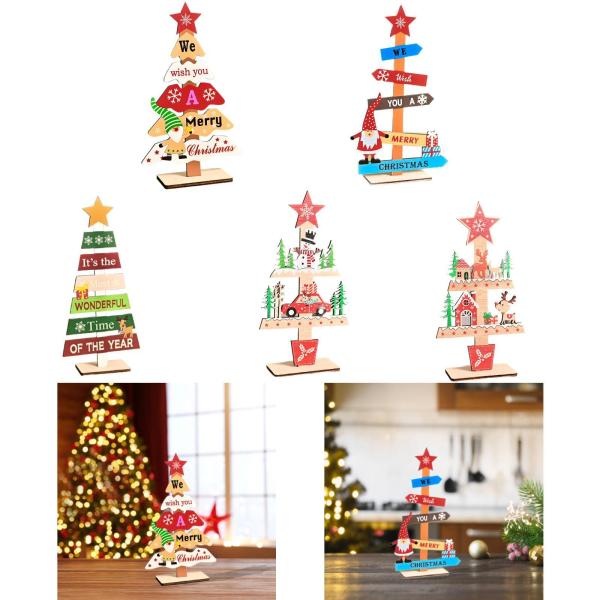 クリスマスツリーオーナメントディスプレイパーティーの記念品ホーム素朴なカラフルな木製サインスタイルA