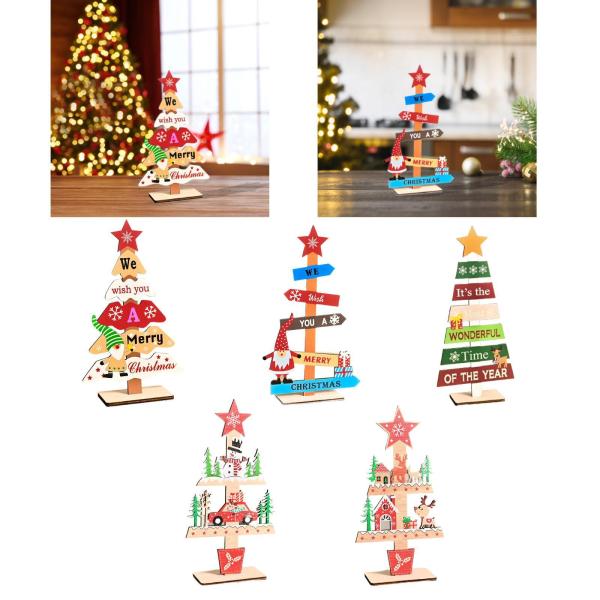 クリスマスツリーオーナメントディスプレイパーティーの記念品ホーム素朴なカラフルな木製サインスタイルA