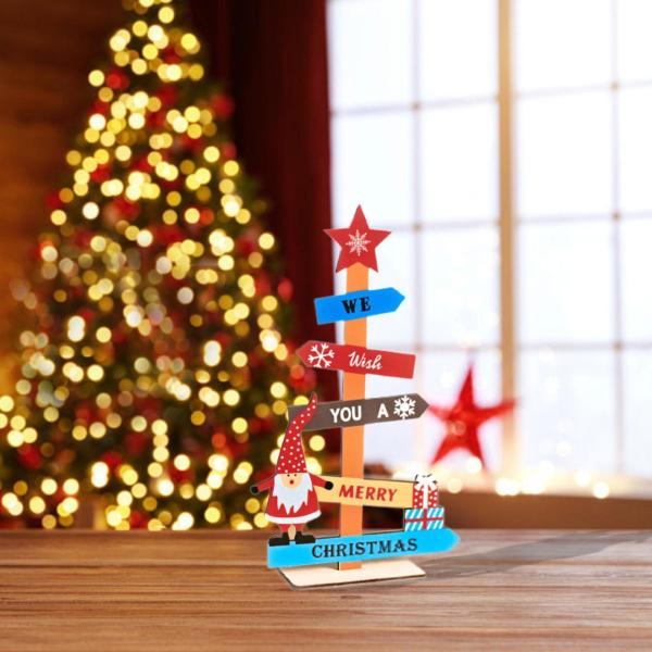 クリスマスツリーオーナメントディスプレイパーティーの記念品ホーム素朴なカラフルな木製サインスタイルB