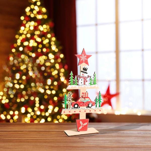 クリスマスツリーオーナメントディスプレイパーティーの記念品ホーム素朴なカラフルな木製サインスタイルD