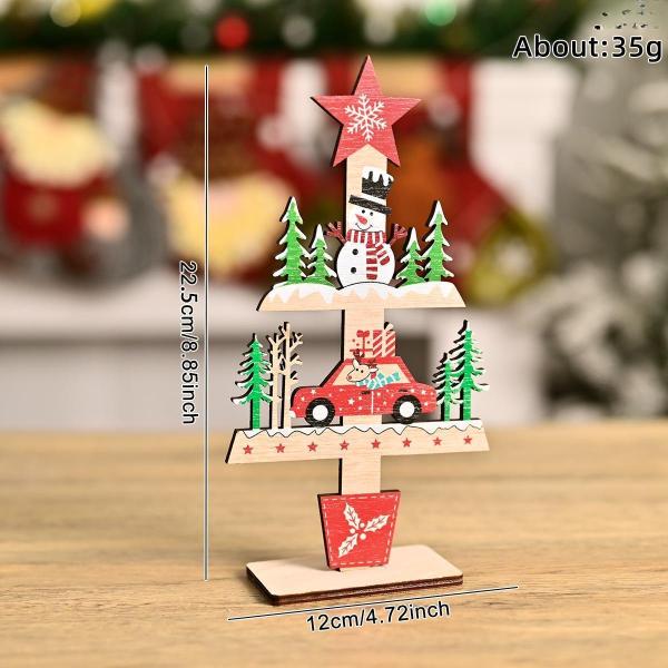 クリスマスツリーオーナメントディスプレイパーティーの記念品ホーム素朴なカラフルな木製サインスタイルD