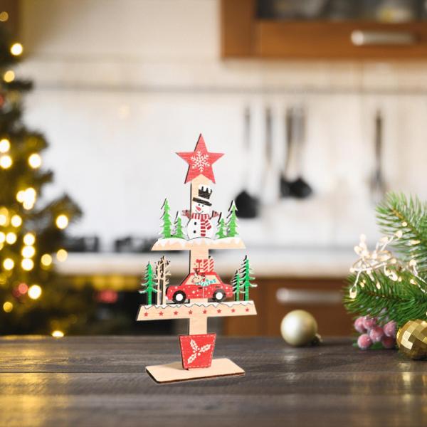 クリスマスツリーオーナメントディスプレイパーティーの記念品ホーム素朴なカラフルな木製サインスタイルD