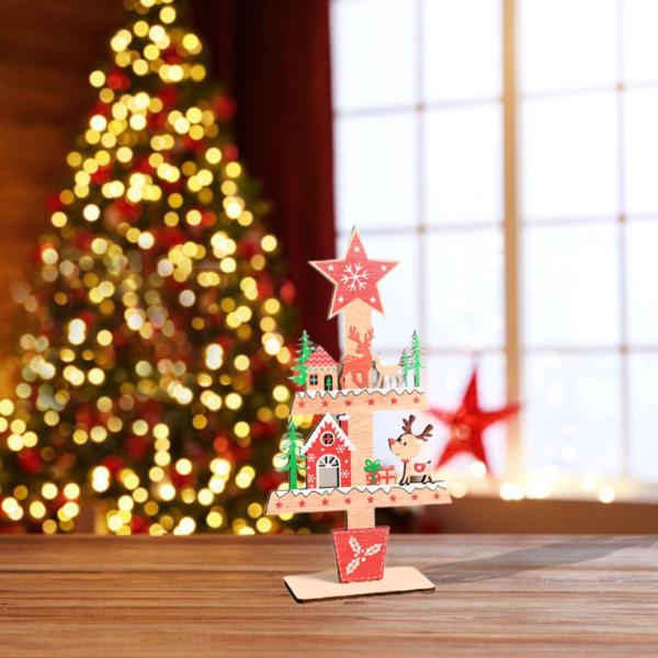 クリスマスツリーオーナメントディスプレイパーティーの記念品ホーム素朴なカラフルな木製サインスタイルE