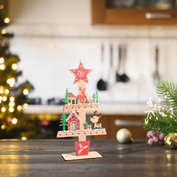 クリスマスツリーオーナメントディスプレイパーティーの記念品ホーム素朴なカラフルな木製サインスタイルE