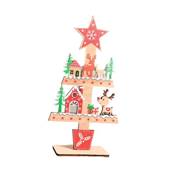 クリスマスツリーオーナメントディスプレイパーティーの記念品ホーム素朴なカラフルな木製サインスタイルE