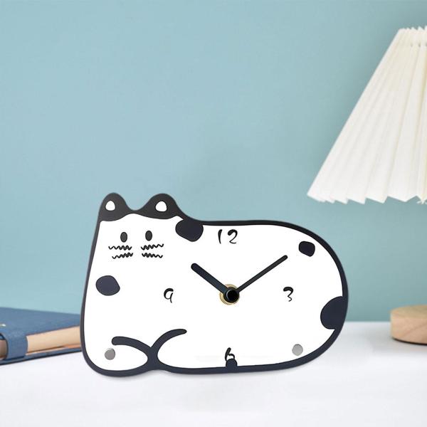 猫のデスククロック カチカチ音がしないモダンな装飾アクリル時計装飾テーブルクロックキッチンホーム勉強部屋バスルーム寝室用