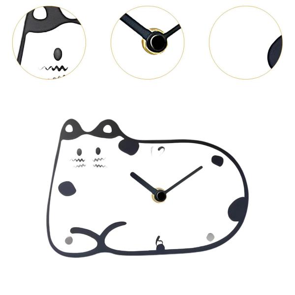 猫のデスククロック カチカチ音がしないモダンな装飾アクリル時計装飾テーブルクロックキッチンホーム勉強部屋バスルーム寝室用