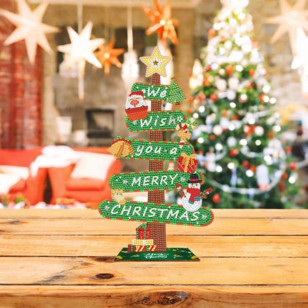 クリスマス 木製サイン テーブルセンターピース キャビネット用 クリスマスパーティー デスクトップ 16cmx30cm グリーン