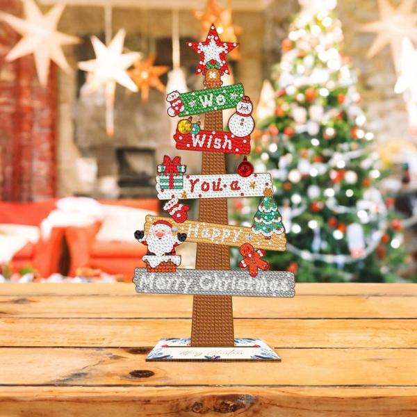 クリスマス 木製サイン テーブルセンターピース キャビネット用 クリスマスパーティー デスクトップ 14.5cmx29cm マルチカラー
