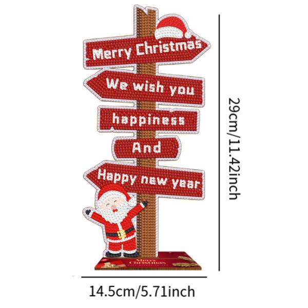 クリスマス 木製サイン テーブルセンターピース キャビネット用 クリスマスパーティー デスクトップ 14.5cmx29cm 赤