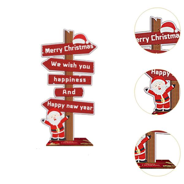 クリスマス 木製サイン テーブルセンターピース キャビネット用 クリスマスパーティー デスクトップ 14.5cmx29cm 赤