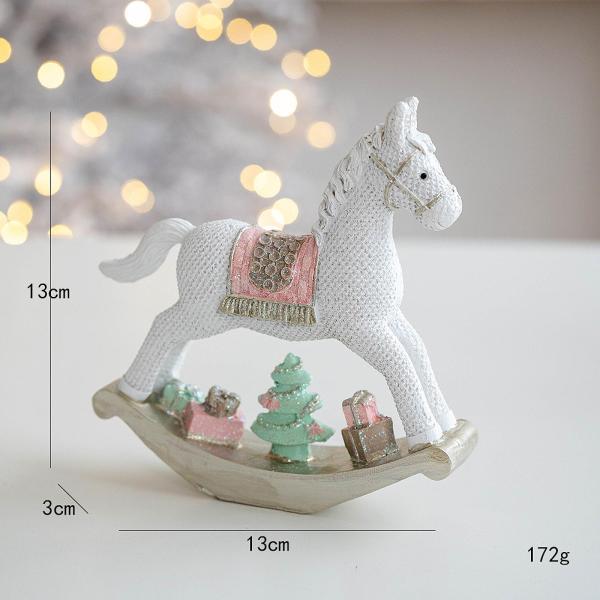 クリスマスの彫像 愛らしい工芸品 卓上飾り 家庭用棚 リビングルーム用 白い小さな馬
