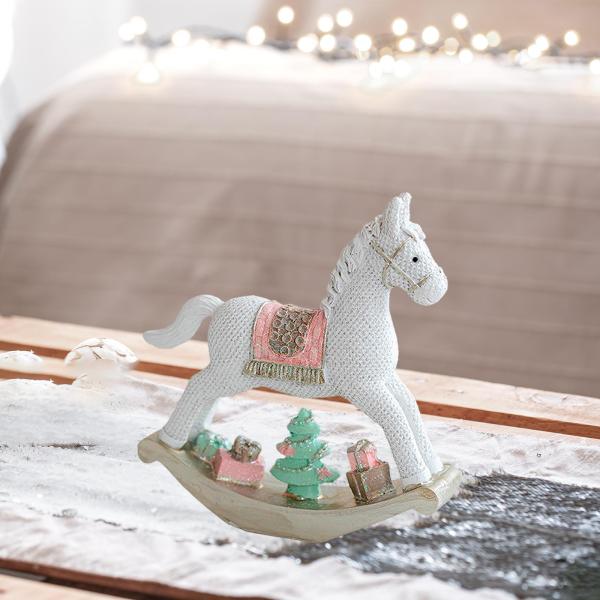 クリスマスの彫像 愛らしい工芸品 卓上飾り 家庭用棚 リビングルーム用 白い大きな馬
