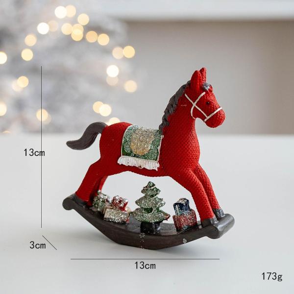 クリスマスの彫像 愛らしい工芸品 卓上飾り 自宅の棚 リビングルーム用 赤いロッキングホース