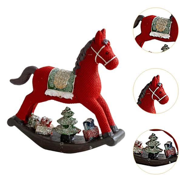 クリスマスの彫像 愛らしい工芸品 卓上飾り 自宅の棚 リビングルーム用 赤いロッキングホース