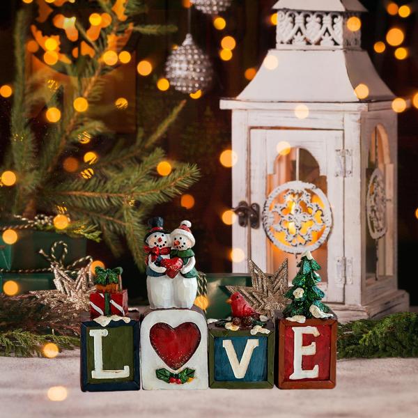 クリスマスの彫像 愛らしい工芸品 卓上飾り 自宅の棚 リビングルーム用 LOVE